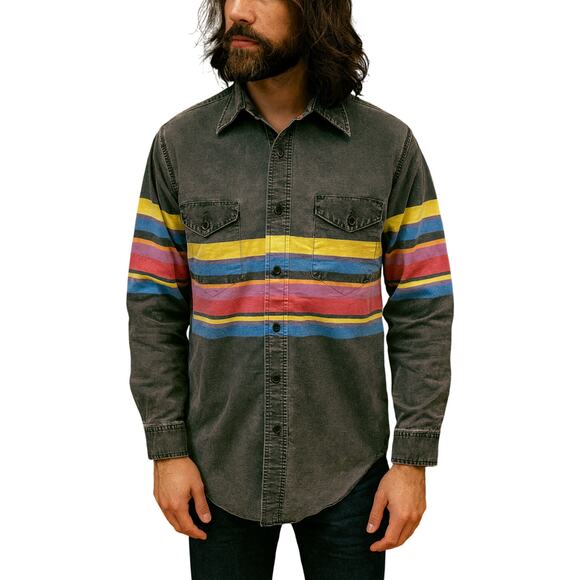 Vintage Wrangler Brushpopper Retro stripe x long  tails 80s 16.5 X 34 Western - Picture 1 of 7